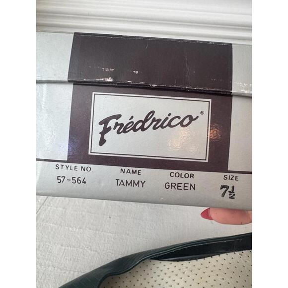 Vintage Green Leather Pumps By Fredrico Tammy Women's Size 7.5 Basketweave - Picture 6 of 6